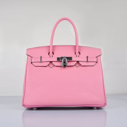 Hermes Birkin 30cm Togo Leather Handbags Cherry Pink Silver