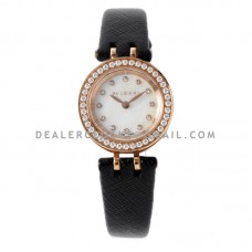 B.Zero MOP Dial with Diamond Bezel in Rose Gold on Black Leather Strap B.Zero MOP Dial with Diamond Bezel in Rose Gold on Black Leather Strap