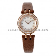 B.Zero MOP Dial with Diamond Bezel in Rose Gold on Brown Leather Strap B.Zero MOP Dial with Diamond Bezel in Rose Gold on Brown Leather Strap