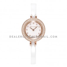 B.Zero MOP Dial with Diamond Bezel in Rose Gold on White Ceramic Bracelet B.Zero MOP Dial with Diamond Bezel in Rose Gold on White Ceramic Bracelet