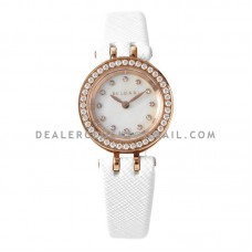 B.Zero MOP Dial with Diamond Bezel in Rose Gold on White Leather Strap B.Zero MOP Dial with Diamond Bezel in Rose Gold on White Leather Strap