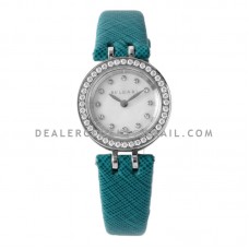 B.Zero MOP Dial with Diamond Bezel in Steel on Cyan Leather Strap B.Zero MOP Dial with Diamond Bezel in Steel on Cyan Leather Strap