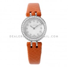 B.Zero MOP Dial with Diamond Bezel in Steel on Orange Leather Strap B.Zero MOP Dial with Diamond Bezel in Steel on Orange Leather Strap