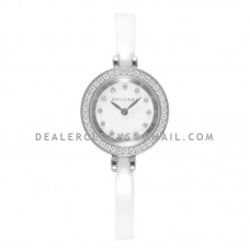 B.Zero MOP Dial with Diamond Bezel in Steel on White Ceramic Bracelet B.Zero MOP Dial with Diamond Bezel in Steel on White Ceramic Bracelet