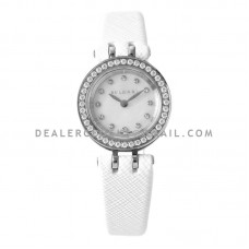 B.Zero MOP Dial with Diamond Bezel in Steel on White Leather Strap B.Zero MOP Dial with Diamond Bezel in Steel on White Leather Strap