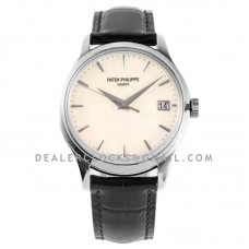 Calatrava 5227 White Dial in White Gold on Black Leather Strap Calatrava 5227 White Dial in White Gold on Black Leather Strap