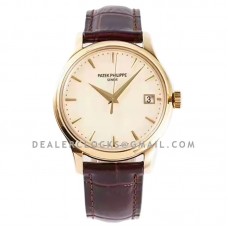 Calatrava 5227J-001 White Dial in Yellow Gold on Brown Leather Strap Calatrava 5227J-001 White Dial in Yellow Gold on Brown Leather Strap