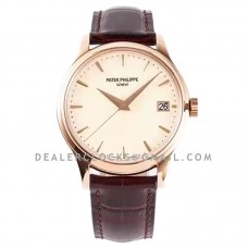 Calatrava 5227R-001 White Dial in Rose Gold on Brown Leather Strap Calatrava 5227R-001 White Dial in Rose Gold on Brown Leather Strap