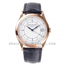 Calatrava 5296R-010 White Dial in Pink Gold on Blue Leather Strap Calatrava 5296R-010 White Dial in Pink Gold on Blue Leather Strap
