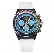 DIW Daytona Rainbow Blue Carbon in White Rubber Strap DIW Daytona Rainbow Blue Carbon in White Rubber Strap