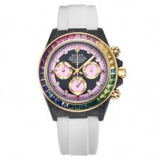 DIW Daytona Rainbow Pink Carbon in White Rubber Strap DIW Daytona Rainbow Pink Carbon in White Rubber Strap