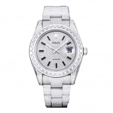 Datejust 41 Custom Diamond Paved Dial with Stick Markers in Steel Datejust 41 Custom Diamond Paved Dial with Stick Markers in Steel