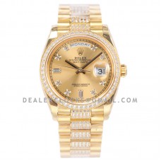 Day-Date 36 128348RBR Champagne Dial with Diamond Markers and Bezel in Yellow Gold Day-Date 36 128348RBR Champagne Dial with Diamond Markers and Bezel in Yellow Gold