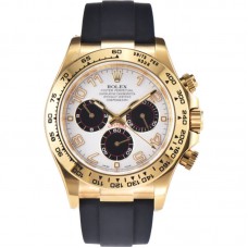 Daytona 116519 White Dial in Yellow Gold on Rubber Strap Daytona 116519 White Dial in Yellow Gold on Rubber Strap