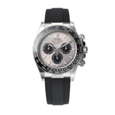 Daytona 126519LN Steel and Bright Black Dial in White Gold on Rubber Strap Daytona 126519LN Steel and Bright Black Dial in White Gold on Rubber Strap