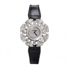 Diva’s Dream Jewellery Watch Diamond Paved Dial in White Dial on Black Leather Strap Diva’s Dream Jewellery Watch Diamond Paved Dial in White Dial on Black Leather Strap