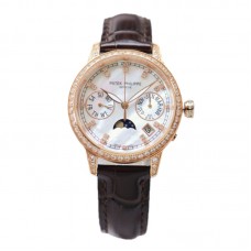 Grand Complications Ladies First Perpetual Calendar with Diamond Bezel in Rose Gold on Leather Strap Grand Complications Ladies First Perpetual Calendar with Diamond Bezel in Rose Gold on Leather Strap
