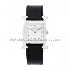 Heure H 26mm White Dial in Steel on Black Leather Strap Heure H 26mm White Dial in Steel on Black Leather Strap