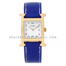 Heure H 26mm White Dial in Yellow Gold on Blue Epsom Leather Strap Heure H 26mm White Dial in Yellow Gold on Blue Epsom Leather Strap