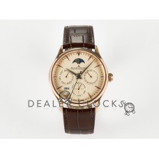 Master Ultra Thin Perpetual Calendar RG V9F 1:1 Best Edition Cream Dial on Brown Leather Strap A868 V2 Master Ultra Thin Perpetual Calendar RG V9F 1:1 Best Edition Cream Dial on Brown Leather Strap A868 V2