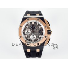 Royal Oak Offshore 44mm Black Ceramic TKF 1:1 Best Edition Gray Dial RG Bezel on Black Rubber Strap A3126 Royal Oak Offshore 44mm Black Ceramic TKF 1:1 Best Edition Gray Dial RG Bezel on Black Rubber Strap A3126