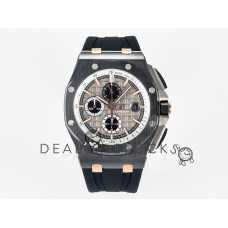 Royal Oak Offshore 44mm Black Ceramic RG TKF 1:1 Best Edition Gray Dial on Black Rubber Strap A3126 Royal Oak Offshore 44mm Black Ceramic RG TKF 1:1 Best Edition Gray Dial on Black Rubber Strap A3126