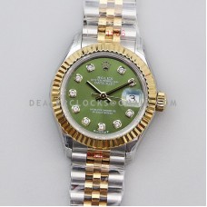 Ladies Datejust 279383RBR Green Dial with Diamond Marker in Yellow Gold/Steel Ladies Datejust 279383RBR Green Dial with Diamond Marker in Yellow Gold/Steel