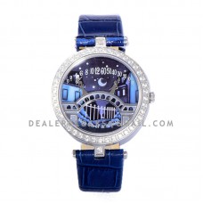 Lady Arpels Pont des Amoureux in Navy Blue Leather Strap Lady Arpels Pont des Amoureux in Navy Blue Leather Strap