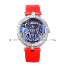 Lady Arpels Pont des Amoureux in Red Leather Strap Lady Arpels Pont des Amoureux in Red Leather Strap