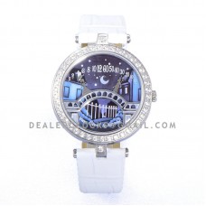 Lady Arpels Pont des Amoureux in White Leather Strap Lady Arpels Pont des Amoureux in White Leather Strap