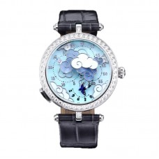 Lady Arpels Ronde des Papillons Watch in White Gold on Leather Strap Lady Arpels Ronde des Papillons Watch in White Gold on Leather Strap