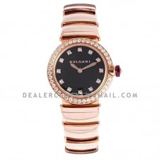 Lvcea Black Dial in Rose Gold with Diamond Bezel Lvcea Black Dial in Rose Gold with Diamond Bezel