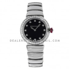 Lvcea Black Dial in Steel with Diamond Bezel Lvcea Black Dial in Steel with Diamond Bezel