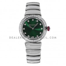 Lvcea Emerald Green Dial in Steel with Diamond Bezel Lvcea Emerald Green Dial in Steel with Diamond Bezel