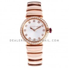 Lvcea White Dial in Rose Gold with Diamond Bezel Lvcea White Dial in Rose Gold with Diamond Bezel