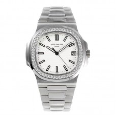 Nautilus Jumbo 5711/1A-011 White Dial with Round Diamond Bezel Nautilus Jumbo 5711/1A-011 White Dial with Round Diamond Bezel