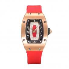 RM 007 Automatic Ladies in Rose Gold on Red Rubber Strap RM 007 Automatic Ladies in Rose Gold on Red Rubber Strap
