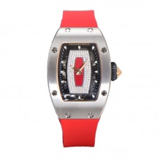 RM 007 Automatic Ladies in Steel on Red Rubber Strap RM 007 Automatic Ladies in Steel on Red Rubber Strap