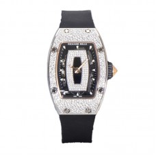 RM 007 Automatic Ladies with Diamond Bezel in Steel on Black Rubber Strap RM 007 Automatic Ladies with Diamond Bezel in Steel on Black Rubber Strap