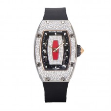 RM 007 Automatic Ladies with Diamond Bezel in Steel on Black Rubber Strap RM 007 Automatic Ladies with Diamond Bezel in Steel on Black Rubber Strap