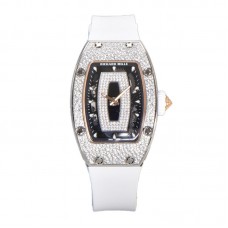 RM 007 Automatic Ladies with Diamond Bezel in Steel on White Rubber Strap RM 007 Automatic Ladies with Diamond Bezel in Steel on White Rubber Strap