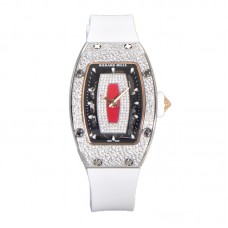 RM 007 Automatic Ladies with Diamond Bezel in Steel on White Rubber Strap RM 007 Automatic Ladies with Diamond Bezel in Steel on White Rubber Strap