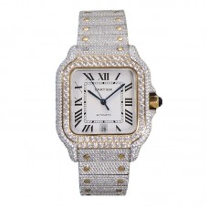Santos de Cartier 40mm Diamond Paved Dial with Roman Markers in Steel/Rose Gold Santos de Cartier 40mm Diamond Paved Dial with Roman Markers in Steel/Rose Gold