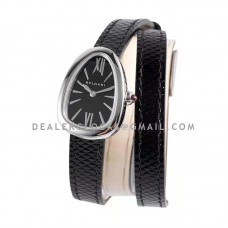 Serpenti Black Dial in Steel on Double Wrap Leather Watch Serpenti Black Dial in Steel on Double Wrap Leather Watch