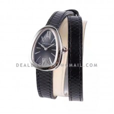 Serpenti Black Texture Dial in Steel on Double Wrap Leather Watch Serpenti Black Texture Dial in Steel on Double Wrap Leather Watch