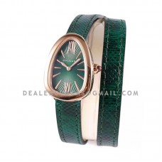 Serpenti Green Dial in Rose Gold on Green Double Wrap Leather Watch Serpenti Green Dial in Rose Gold on Green Double Wrap Leather Watch