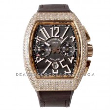 Vanguard V45 Chronograph Brown Dial with White Marker in Rose Gold with Diamond Bezel Vanguard V45 Chronograph Brown Dial with White Marker in Rose Gold with Diamond Bezel