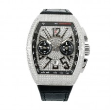 Vanguard V45 Chronograph Diamond/Black Dial with Diamond Marker and Diamond Bezel in Steel on Leather Strap Vanguard V45 Chronograph Diamond/Black Dial with Diamond Marker and Diamond Bezel in Steel on Leather Strap
