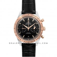 Speedmaster ’57 Co-Axial Black Dial in Rose Gold/Steel on Black Leather Strap Speedmaster ’57 Co-Axial Black Dial in Rose Gold/Steel on Black Leather Strap