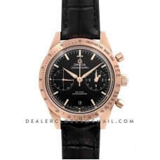Speedmaster ’57 Co-Axial Black Dial in Rose Gold on Black Leather Strap Speedmaster ’57 Co-Axial Black Dial in Rose Gold on Black Leather Strap